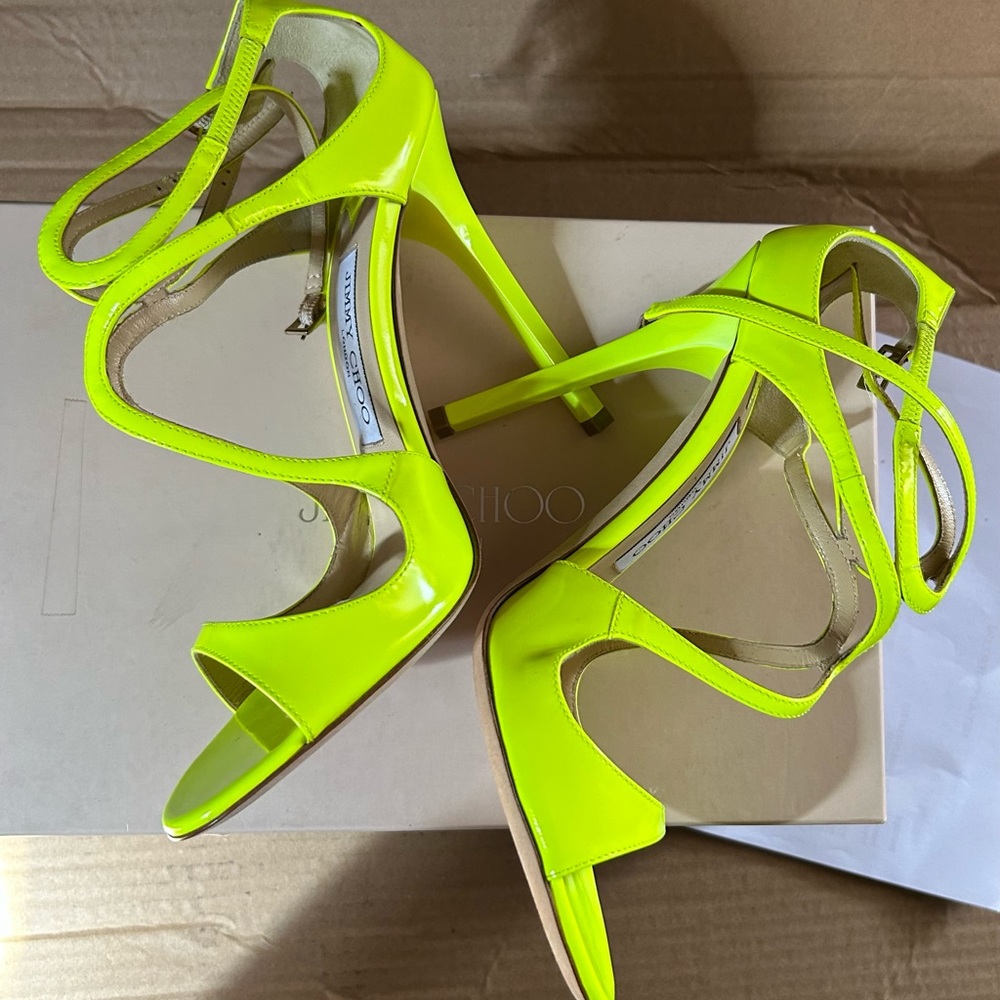 Jimmy Choo Lance Neon Patent Yellow Sandal